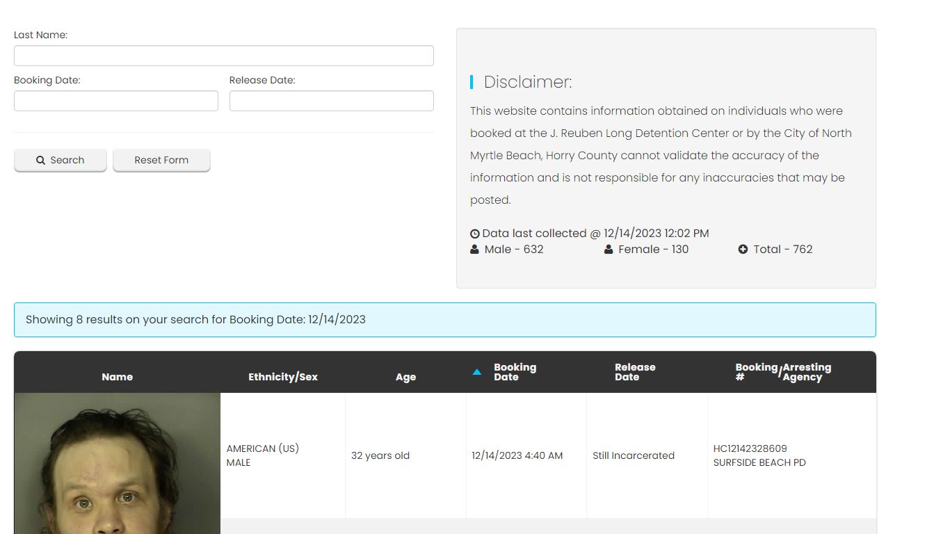 Bookings and Releases - Horry County SC.Gov