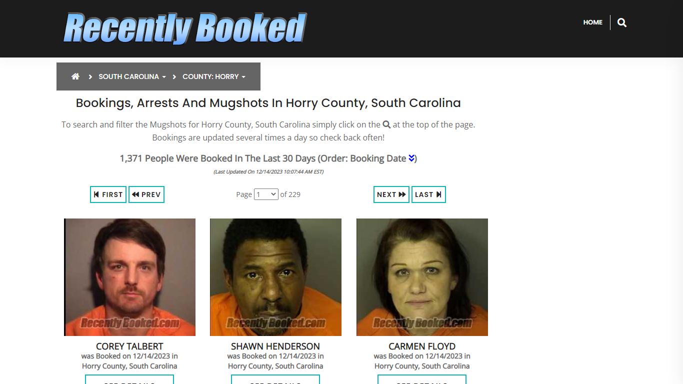 Bookings, Arrests and Mugshots in Horry County, South Carolina